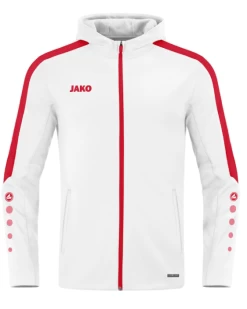 Jako Kapuzenjacke Power Weiß/rot